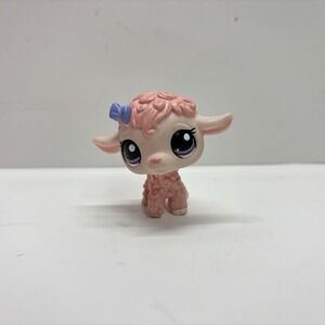 Littlest Pet Shop Hasbro LPS Pink Lamb Sheep #1670 Purple Bow Eyes